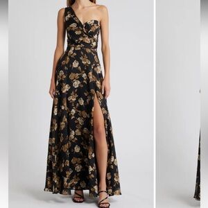 Lulus fall floral one shoulder maxi dress